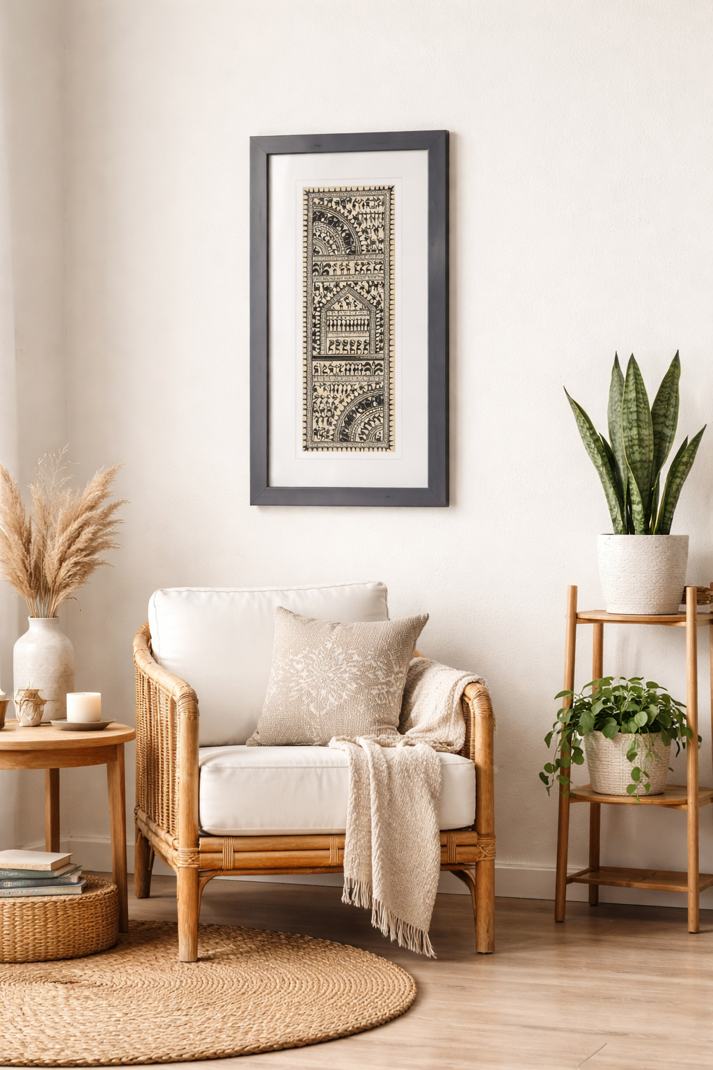 Framed Pattachitra Painting – Tribal art on tussar silk | Handmade and Timeless
