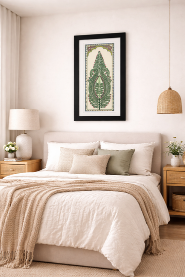 Framed Pattachitra Paintings – Tree of Life painted on Tussar silk with minimalistic design | Handmade and Timeless