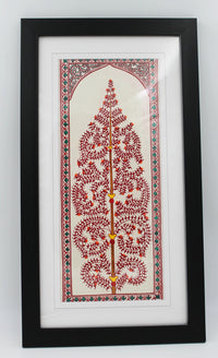 Framed Pattachitra Paintings – Tree of Life painted on Tussar silk with minimalistic design | Handmade and Timeless