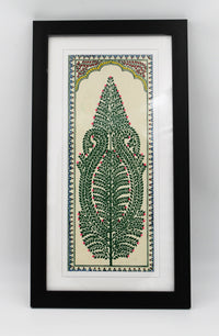 Framed Pattachitra Paintings – Tree of Life painted on Tussar silk with minimalistic design | Handmade and Timeless