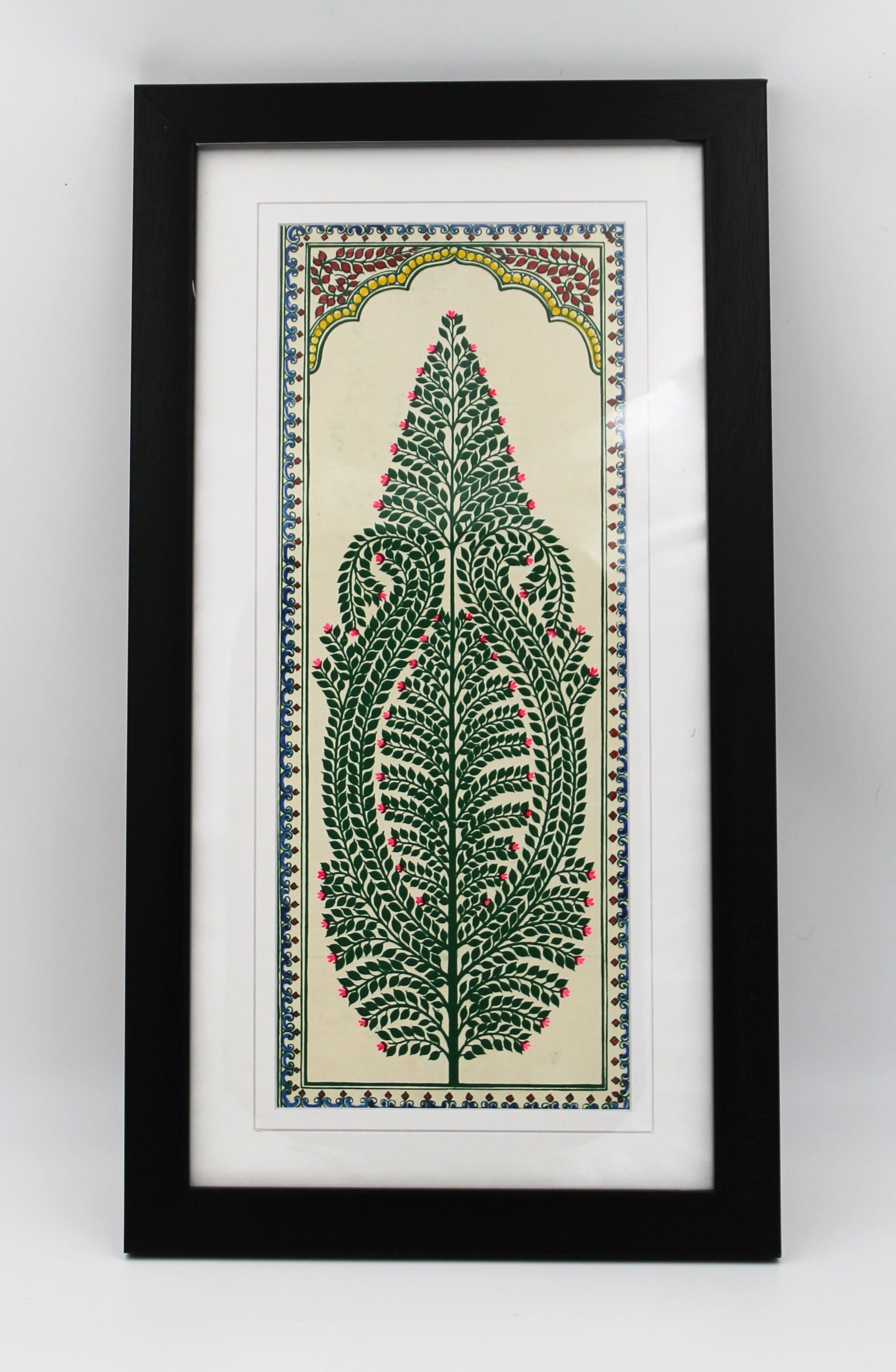 Framed Pattachitra Paintings – Tree of Life painted on Tussar silk with minimalistic design | Handmade and Timeless