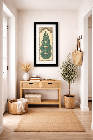Framed Pattachitra Paintings – Tree of Life painted on Tussar silk with minimalistic design| Handmade and Timeless