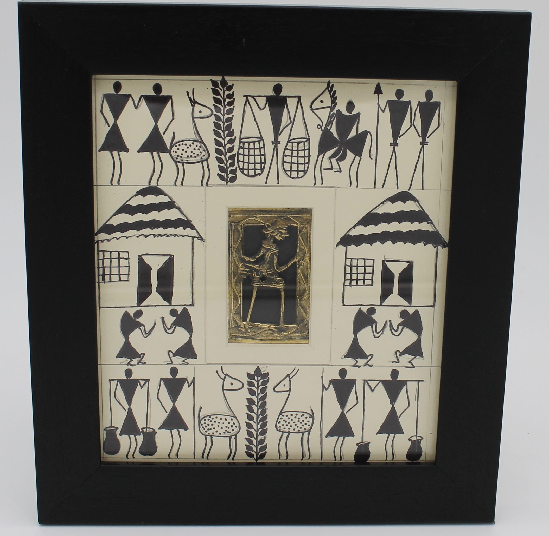 Rhythms of the Village: Dhokra–Warli Mixed Artwork