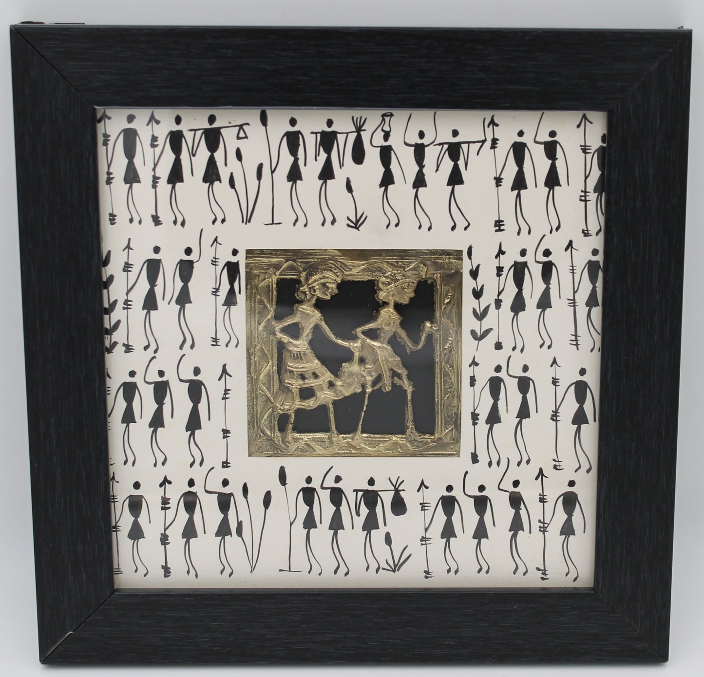 Steps of Togetherness:  Dhokra–Warli Mixed Wall Art