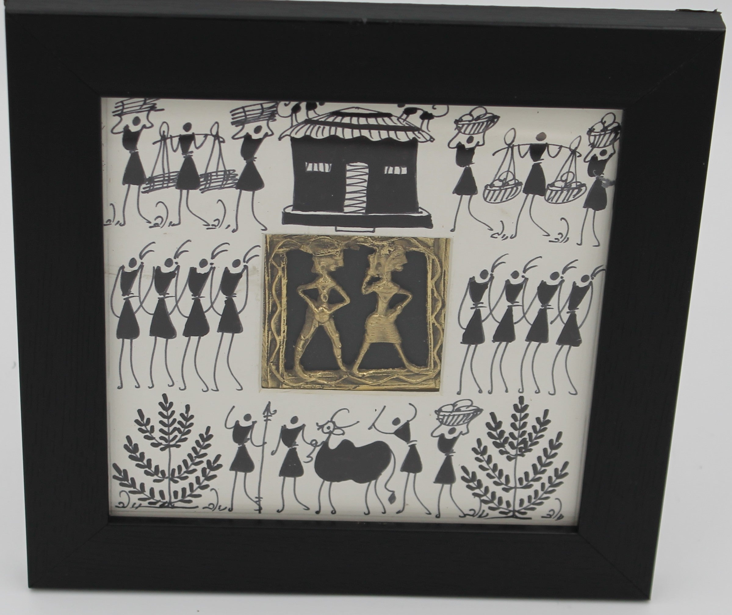 Echoes of Everyday Life:  Dhokra–Warli Mixed Wall Art