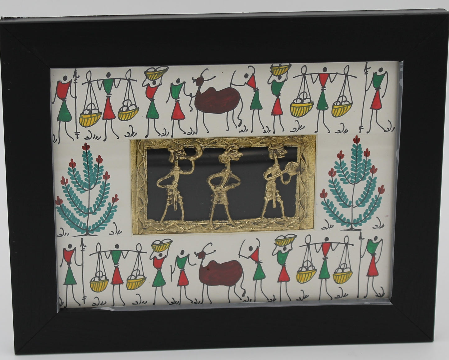 Procession of Life: Dhokra–Warli Mixed  Wall Art