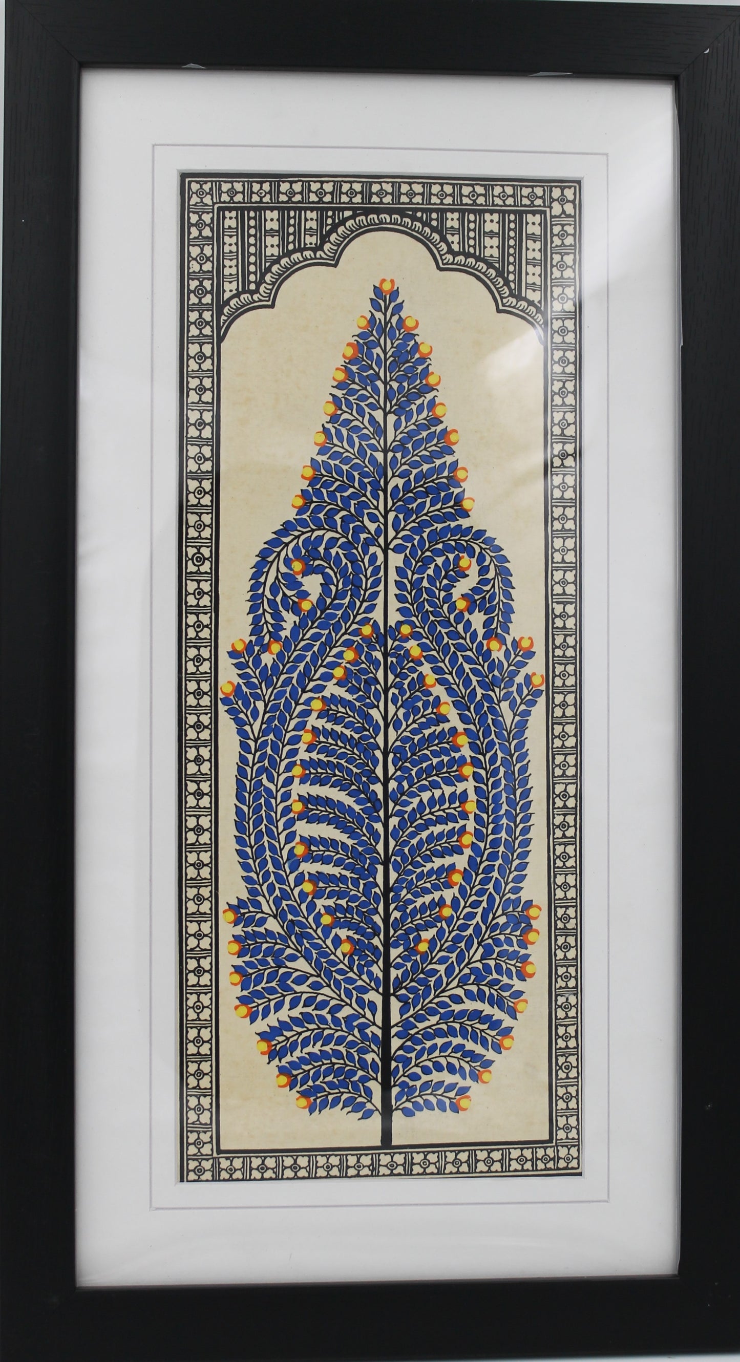 Framed Pattachitra Paintings – Tree of Life painted on Tussar silk with minimalistic design | Handmade and Timeless