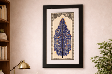 Framed Pattachitra Paintings – Tree of Life painted on Tussar silk with minimalistic design | Handmade and Timeless