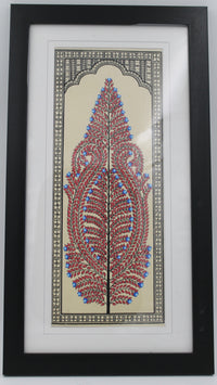 Framed Pattachitra Paintings –  Tree of Life painted on Tussar silk with minimalistic design | Handmade and Timeless