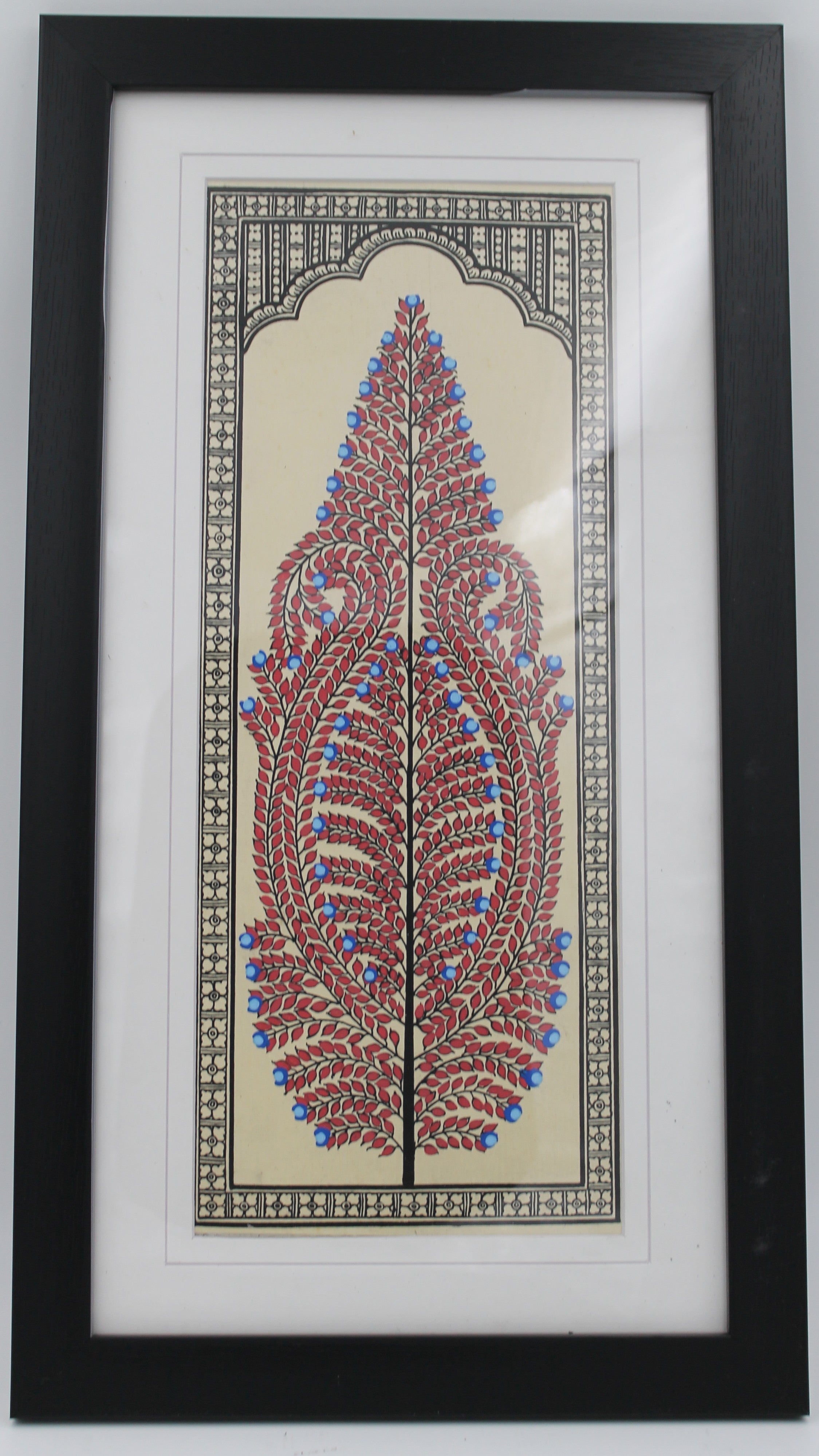 Framed Pattachitra Paintings –  Tree of Life painted on Tussar silk with minimalistic design | Handmade and Timeless