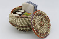 Small Round Multipurpose Handwoven Storage Box with Lid in Natural