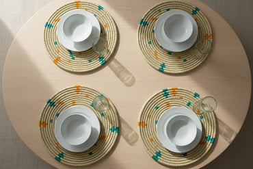 Dining Table Mats/Placemats - Heat Resistant Trivet for Hot Pots, Coffee Table, Side Table (Natural, 12 inch - Set of 4