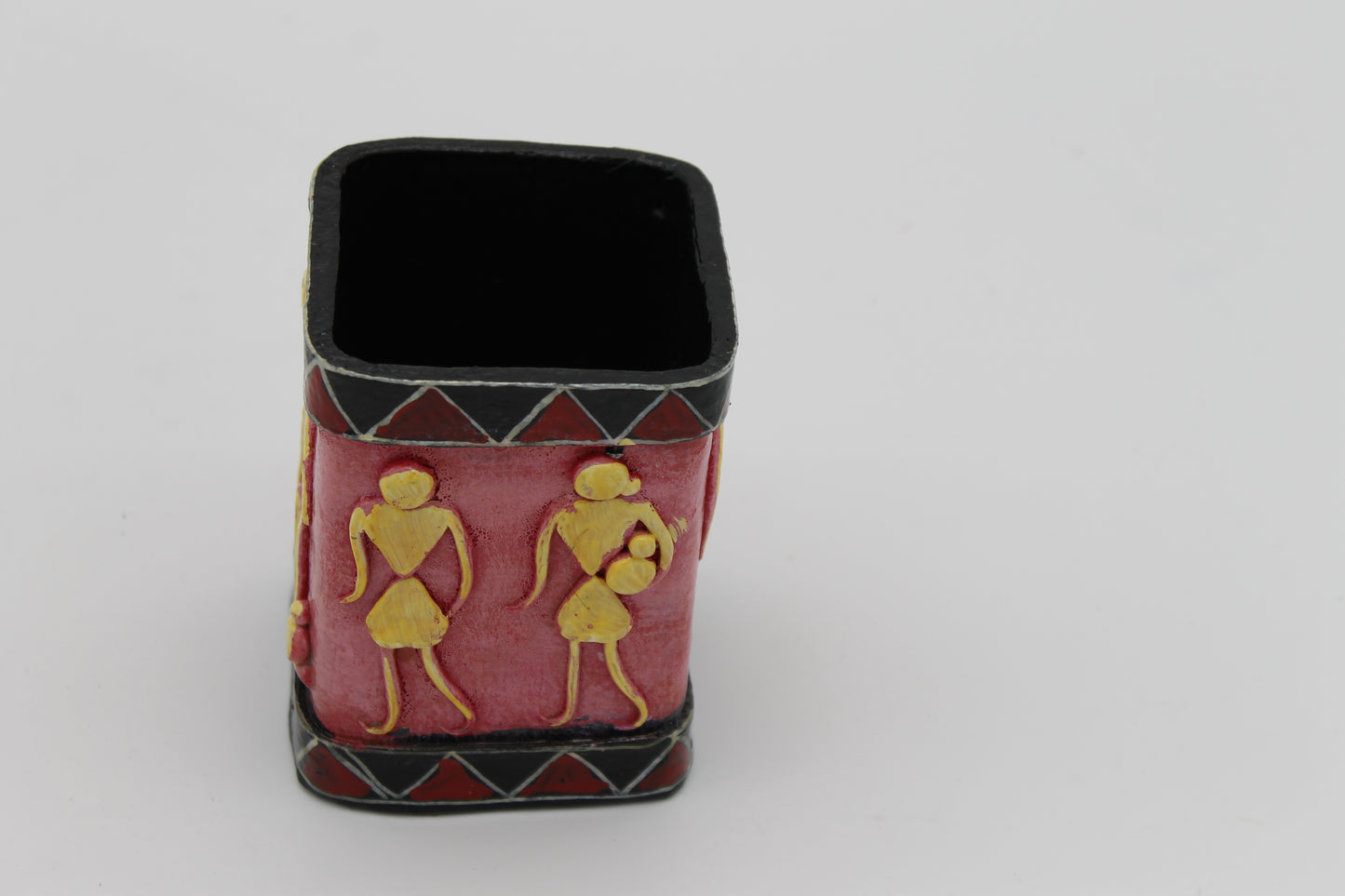 Handmade Recycled Paper Pen Stand with Tribal Art | Eco-Friendly Desk Organizer for Home & Office