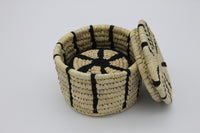 Set of 6 Sabai Grass Coasters in Matching Case - black accent