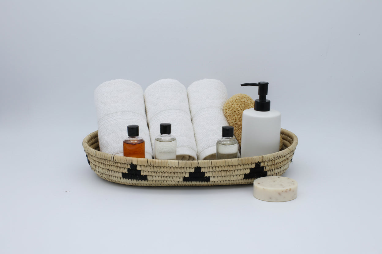 Natural Weave™ – Handwoven Sabai Grass Organizer Tray with Black Accent