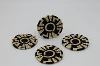 Geomaze Sabai Grass Coasters – Handwoven Round vibrant spider designed Coaster Set of 4 | Eco-Friendly, Natural, Trtional Tableware | Size: 15 x 15 x 10 cm