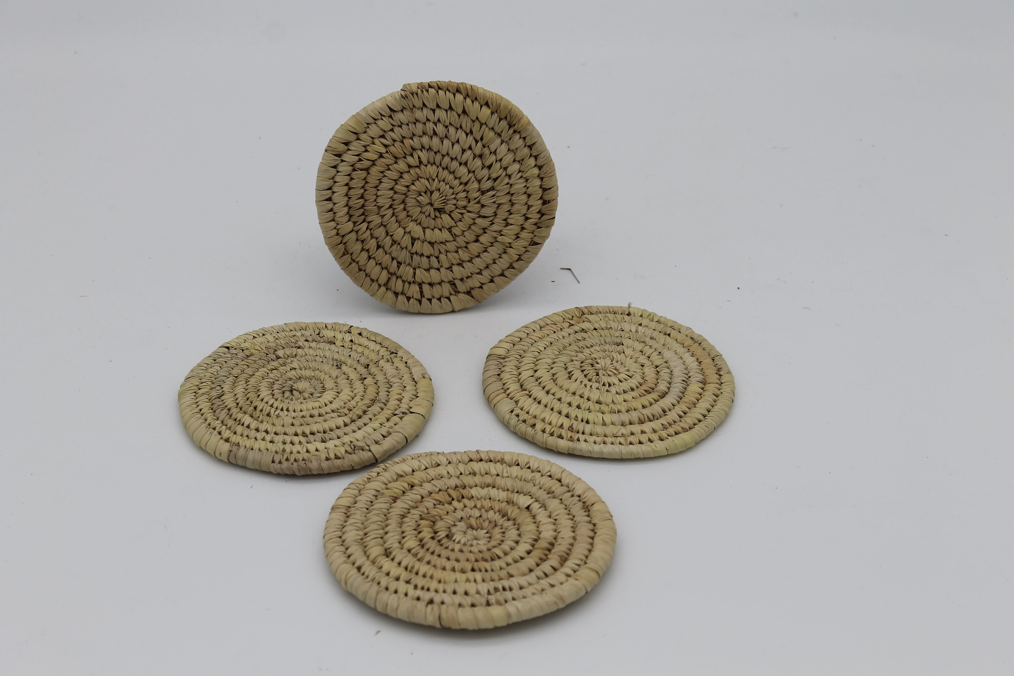 Sabai Grass Coasters – Handwoven Round Coaster Set of 4 | Eco-Friendly, Natural, Traditional Tableware