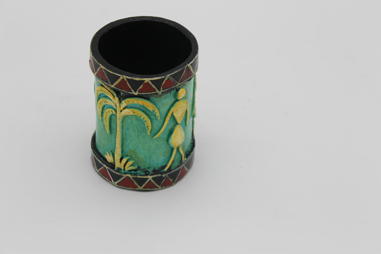 Handmade Recycled Paper Pen Stand with Tribal Art | Eco-Friendly Desk Organizer for Home & Office