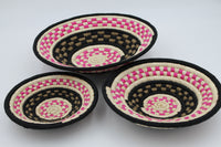 Colourfusion handwoven set of 3 wall art ( Pink and black)