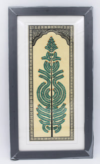 Framed Pattachitra Paintings –  Tree of Life painted on Tussar silk with minimalistic design | Handmade and Timeless
