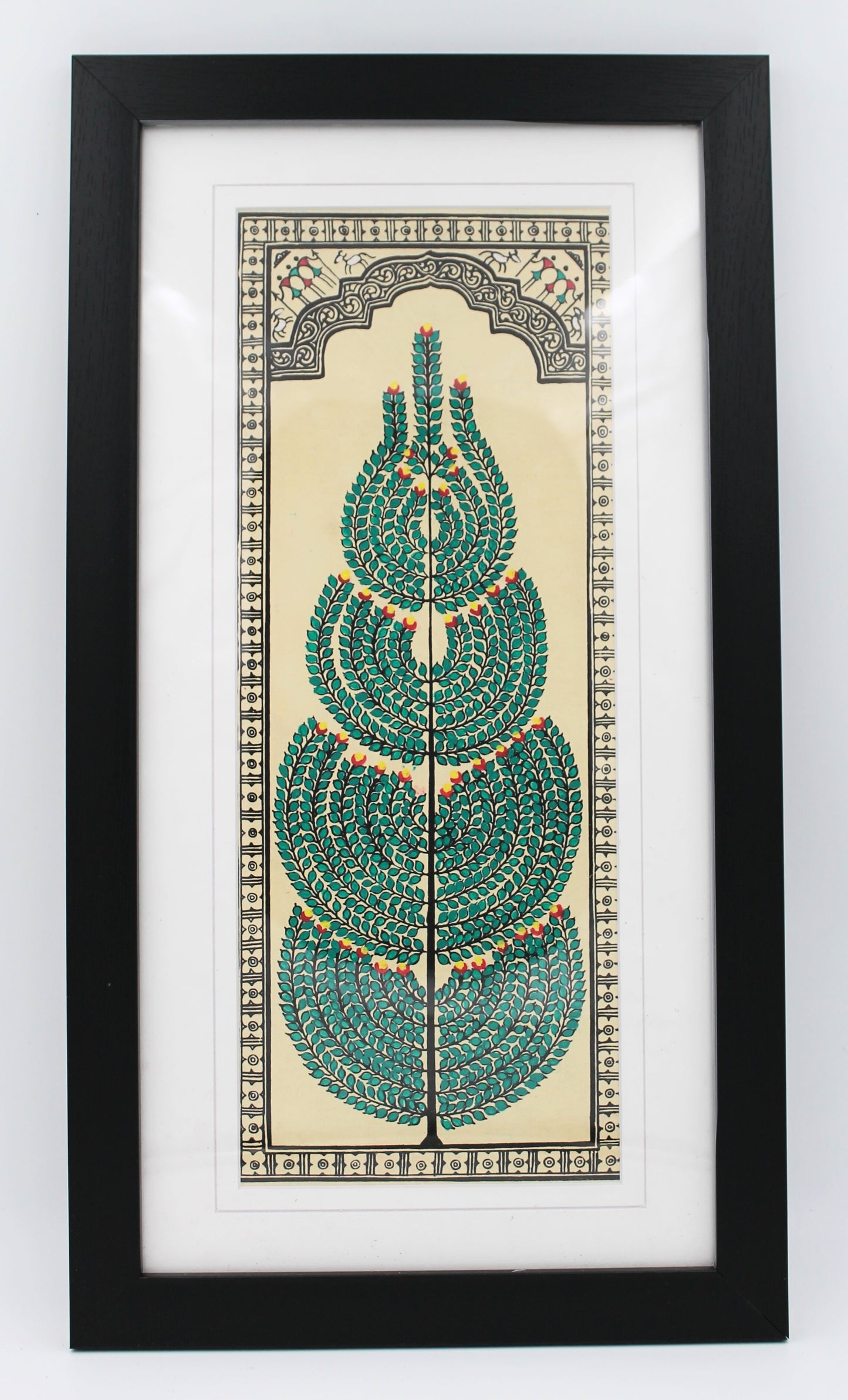 Framed Pattachitra Paintings – Tree of Life painted on Tussar silk with minimalistic design| Handmade and Timeless