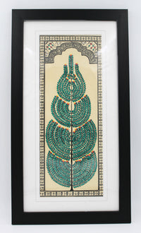 Framed Pattachitra Paintings – Tree of Life painted on Tussar silk with minimalistic design| Handmade and Timeless