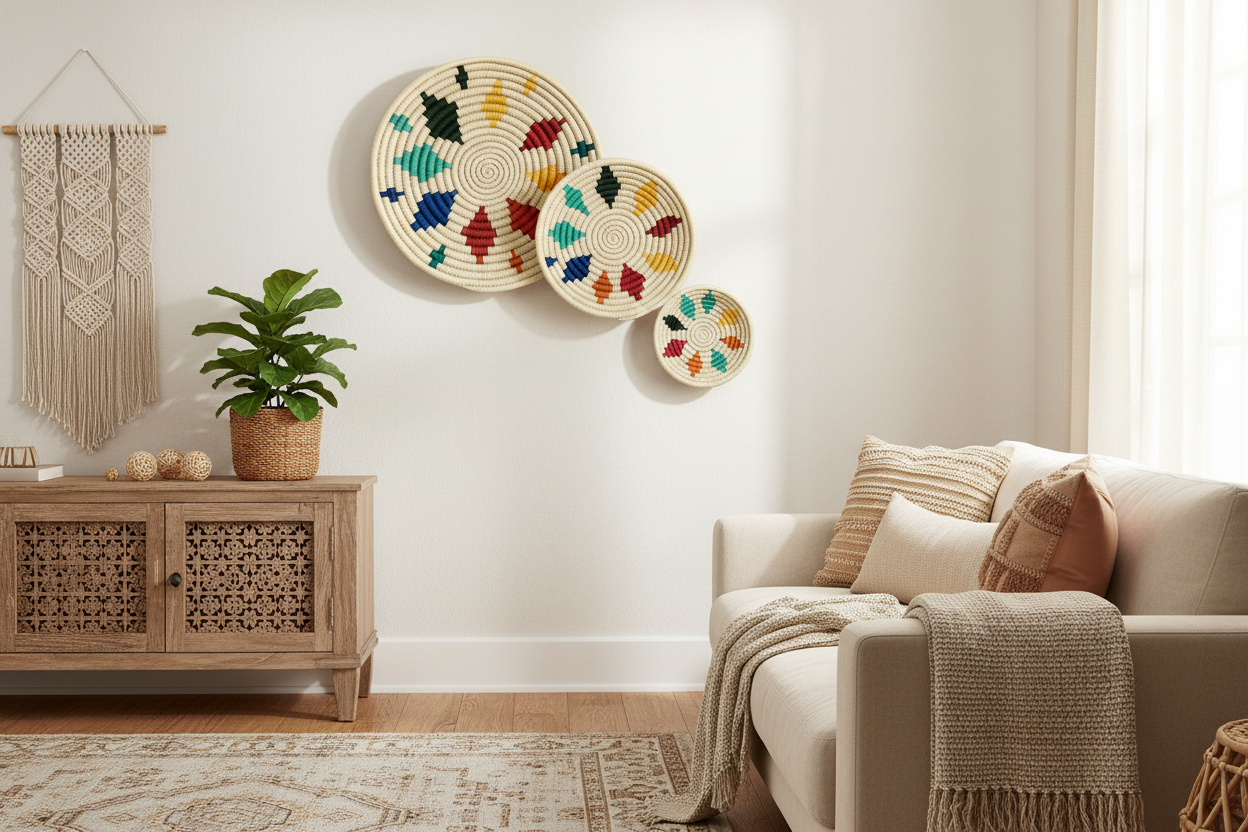ColorPop handwoven set of 3 wall art